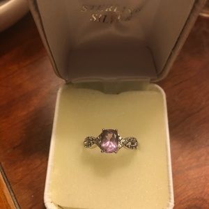 Amethyst & Diamond infinity ring